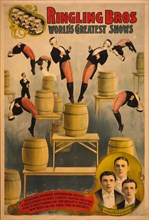 Ringling Bros, world's greatest shows Raschetta brothers, marvelous somersaulting vaulters, c. 1900. Artist: Courier Company Lith.