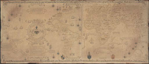 World Map (Propoganda), 1529. Artist: Ribeiro, Diogo (?-1533)