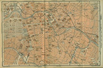 Map of Berlin Center, from a travel guide Baedeker's Northeast Germany, 1892. Artist: Wagner & Debes, Leipzig