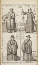 Portraits of Ferdinand Verbiest, Adam Schall, Candida Xu and Xu Guangqi (From A description of the e Artist: Du Halde, Jean-Baptiste (1674-1743)
