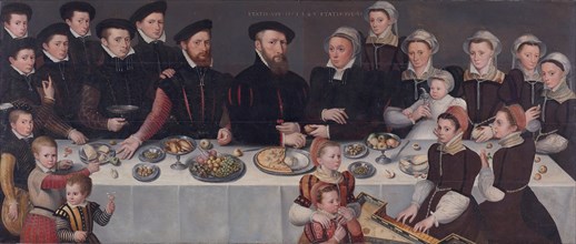 Family-portrait of Pierre de Moucheron, merchant in Middelburg and Antwerpen, his wife Isabeau de Ge Artist: Anonymous
