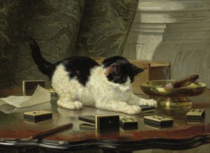 Kitten's Game, ca 1860-1870. Artist: Ronner-Knip, Henriëtte (1821-1909)