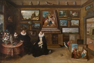 The Kunstkammer with a married couple and their son, First third of 17th cen.. Artist: Francken, Frans, the Younger (1581-1642)