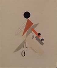 Globetrotter. Figurine for the opera Victory over the sun by A. Kruchenykh, 1920-1921. Artist: Lissitzky, El (1890-1941)