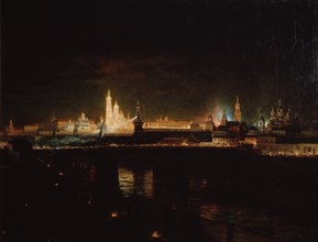 Illumination of the Moscow Kremlin, 1883. Artist: Hofman, Oskar Adolfovich (1851-1912)