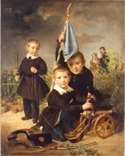 Children's soldier games. Artist: Reiter, Johann Baptist (1813-1890)