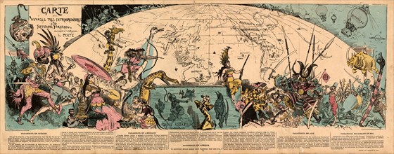 Carte des voyages très extraordinaires de Saturnin Farandoul. Artist: Robida, Albert (1848-1926)
