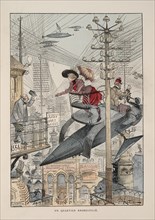 Illustration for Le vingtième siècle: La vie électrique. Artist: Robida, Albert (1848-1926)
