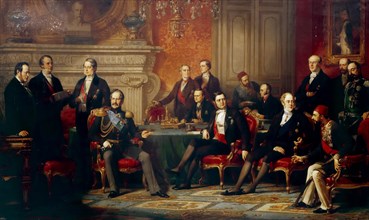 The Congress of Paris in 1856. Artist: Dubufe, Édouard Louis (1819-1883)