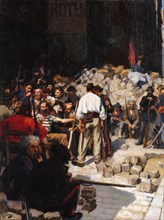 Barricade, the Paris Commune, May 1871. Artist: Devambez, André Victor Édouard (1867-1943)