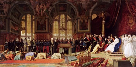 Reception of the Ambassadors of Siam by Napoleon III at the Palace of Fontainebleau on June 27, 1861 Artist: Gerôme, Jean-Léon (1824-1904)