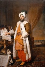 Portrait of Mehemet Said Pacha, Bey of Rumelia, special ambassador of the ottoman Sultan Mahmoud I i Artist: Aved, Jacques-Andrè Joseph (1702-1766)