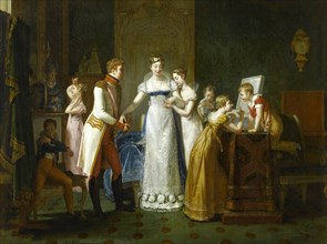 Marie-Louise of Austria Bidding Farewell to her Family in Vienna, 13th March 1810. Artist: Auzou, Pauline (1775-1835)