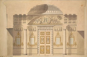 Elevation of the Mirror Wall in the Jasper Study of the Agate Pavilion at Tsarskoye Selo. Artist: Cameron, Charles (ca. 1730/40-1812)