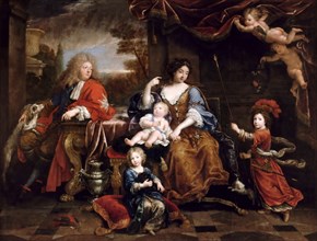 Louis of France, Grand Dauphin (1661-1711), with his family. Artist: Mignard, Pierre (1612-1695)