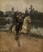 Equestrian portrait of the Emperor Alexander III (1845-1894) at Gatchina. Artist: Schilder, Nikolai Gustavovich (1828-1898)