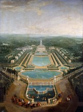 General view of the chateau and gardens at Marly, around 1724. Artist: Martin, Pierre-Denis II (1663-1742)