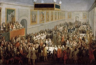 Feast given after the Coronation of Louis XV at the Palais Archiepiscopal in Rheims, 25th October 17 Artist: Martin, Pierre-Denis II (1663-1742)