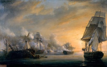 Naval Combat before Cádiz on July 13, 1801. Artist: Gilbert, Pierre-Julien (1783-1860)