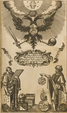 Frontispiece of the Arithmetic by Leonty Magnitsky. Artist: Karnovsky, Mikhail Dmitrievich (active 1701-1710)