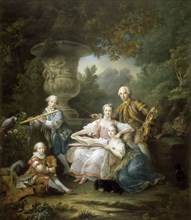 Louis II du Bouchet de Sourches with his Family. Artist: Drouais, François-Hubert (1727-1775)