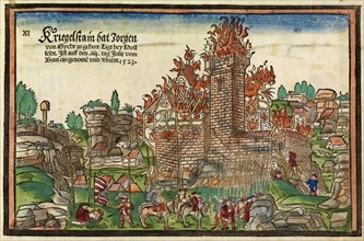 Destruction of the Krögelstein Castle by the Swabian League. Artist: Wandereisen, Hans (active ca 1523)