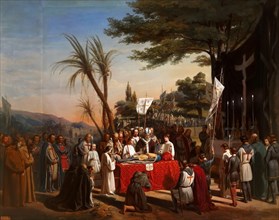 Funeral of Godfrey of Bouillon in Jerusalem, 23rd July 1100. Artist: Cibot, Édouard (1799-1877)