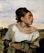 Young Orphan Girl in the Cemetery. Artist: Delacroix, Eugène (1798-1863)