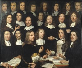 Group Portrait of the Mint Masters of Dordrecht. Artist: Hoogstraten, Samuel Dirksz, van (1627-1678)