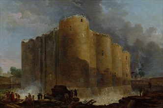 The demolition of the Bastille, July 14, 1789. Artist: Robert, Hubert (1733-1808)
