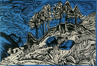 Trees on a Mountain Slope. Artist: Kirchner, Ernst Ludwig (1880-1938)