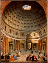 Interior of the Pantheon, Rome. Artist: Panini, Giovanni Paolo (1691-1765)