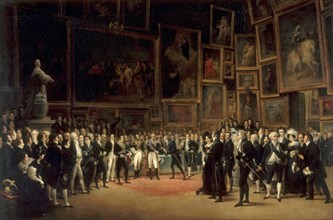 Charles X Distributing Awards to Artists Exhibiting at the Salon of 1824 at the Louvre. Artist: Heim, François-Joseph (1787-1865)