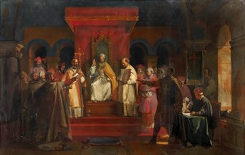 Pope Honorius II granting official recognition to the Knights Templar in 1128. Artist: Granet, François Marius (1775-1849)