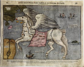 Asia Secunda Pars Terrae in Forma Pegasi (Asia in the Form of Pegasus). Artist: Bünting, Heinrich (1545-1606)