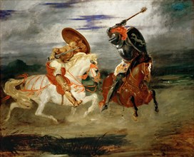 Knights Fighting in the Countryside. Artist: Delacroix, Eugène (1798-1863)