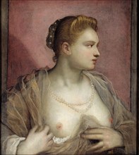 Lady Baring her Breast. Artist: Tintoretto, Domenico (1560-1635)