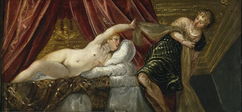 Joseph and Potiphar's Wife. Artist: Tintoretto, Jacopo (1518-1594)