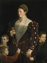 Portrait of Camilla Gonzaga di San Secondo and Her Three Sons. Artist: Parmigianino (1503-1540)