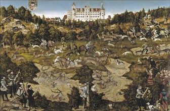 Hunt in Honour of Emperor Charles V at Torgau Castle. Artist: Cranach, Lucas, the Elder (1472-1553)