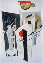 Tatlin at Work. Illustration for the book Six Tales with Easy Endings, by Ilya Ehrenburg. Artist: Lissitzky, El (1890-1941)