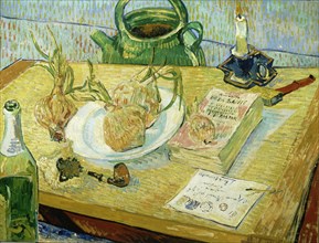 Still Life with a drawing board, pipe, onions and sealing wax. Artist: Gogh, Vincent, van (1853-1890)