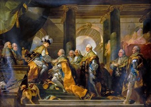 Louis XVI received at Reims the homage of the Knights of the Holy Spirit, 13 June 1775. Artist: Doyen, Gabriel François (1726-1806)