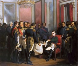 The Abdication of Napoleon at Fontainebleau on 11 April 1814. Artist: Bouchot, François (1800-1842)