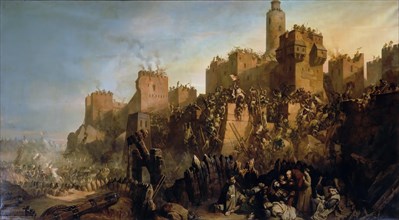 The capture of Jerusalem by Jacques de Molay in 1299. Artist: Jacquand, Claude (1803-1878)