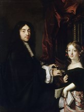 Portrait of the Organist Charles Couperin (1638-1678) with the Daughter. Artist: Lefèbvre, Claude (1632-1675)