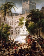 Assault of the monastery of of Santa Engracia, February 8, 1809. Artist: Lejeune, Louis-François, Baron (1775-1848)