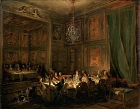 Supper of Prince de Conti at the Temple, 1766. Artist: Ollivier, Michel Barthélemy (1712-1784)