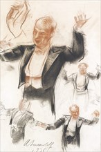Serge Koussevitzky conducting. Artist: Yakovlev, Alexander Yevgenyevich (1887-1938)