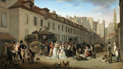 Arrival of the Stagecoach in the Courtyard of the Messageries. Artist: Boilly, Louis-Léopold (1761-1845)